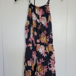 Charlotte Russe Navy Floral Romper High Neck 1 piece